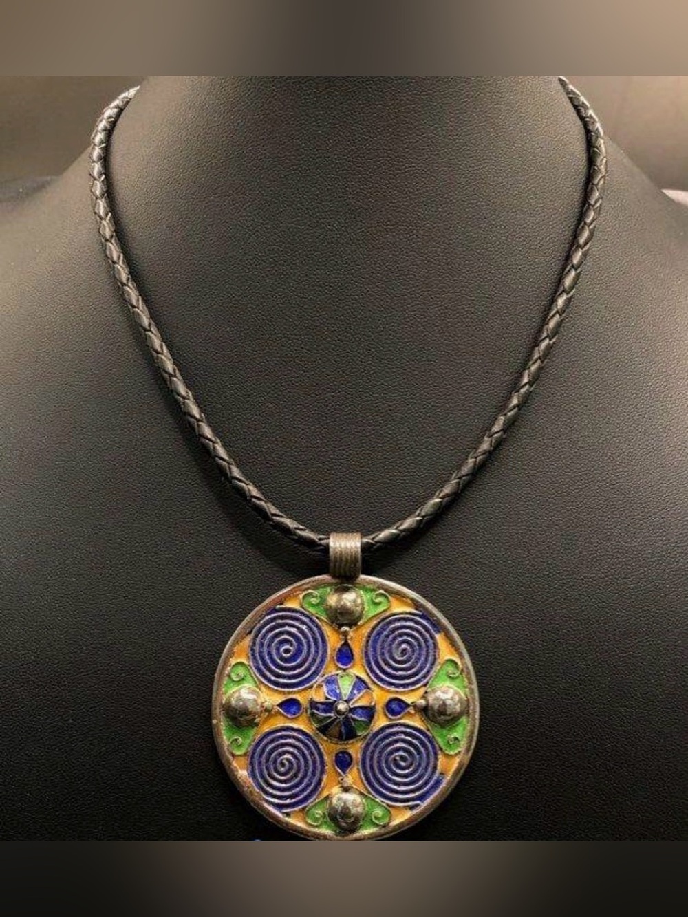 Kabyle Necklace Silver Enamel
Berber Moroccan Talisman Pendant
Handmade African